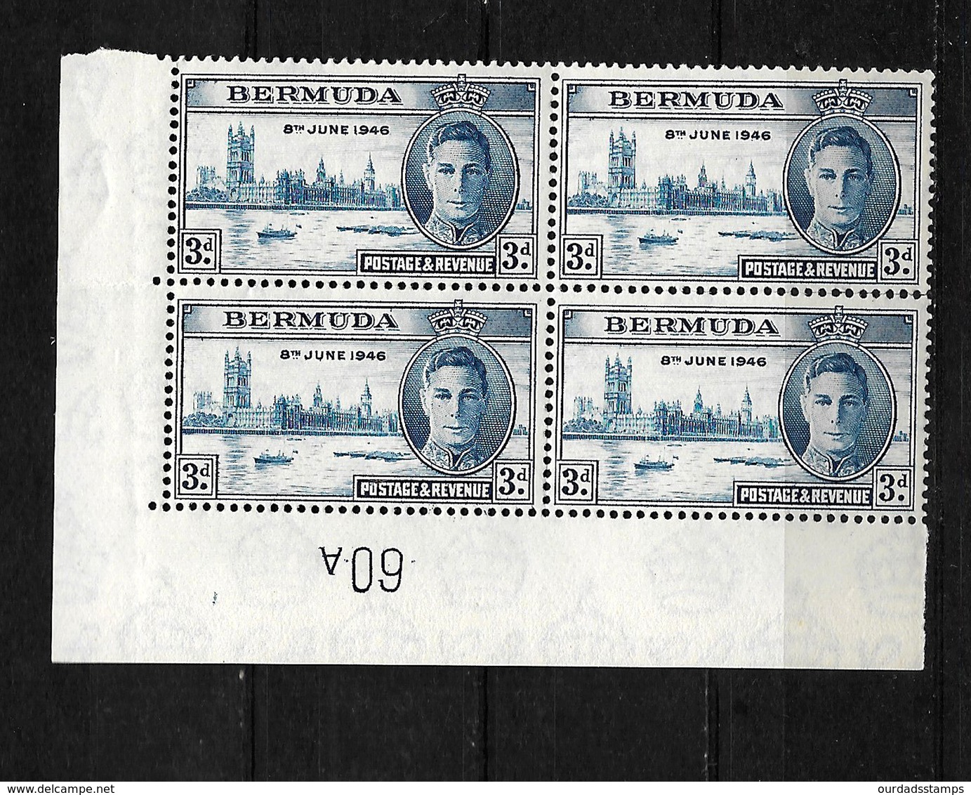 Bermuda 1946 KGVI Victory Set In Sheet Number Corner Blocks Of Four (7233) - Bermuda