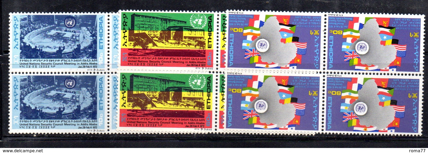 ETP42 - ETIOPIA 1972 , Yvert Serie In Quartina Yvert N 642/644  ***  MNH  ONU - Etiopia