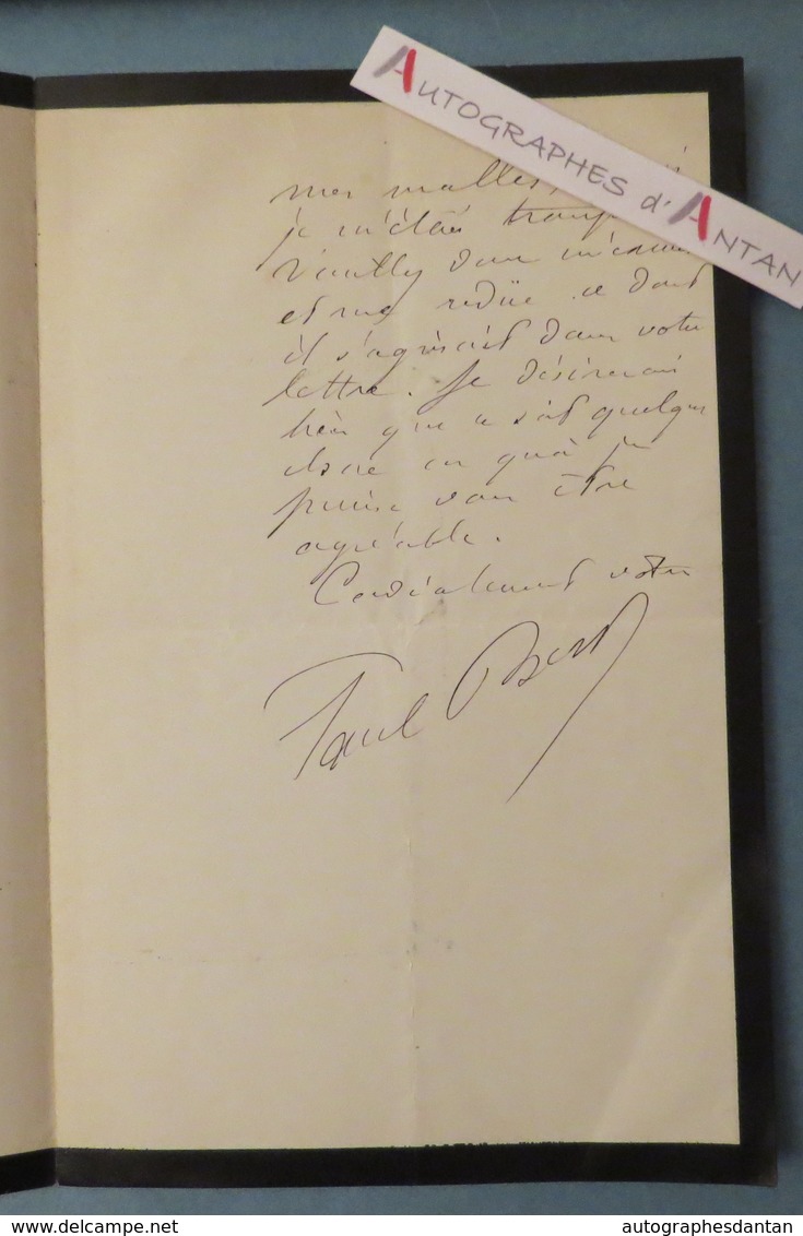 L.A.S 1885 Paul BERT Médecin & Politique - à Un Poète - Décès Belle Mère - Né à Auxerre Décédé Hanoi Lettre Autographe - Autres & Non Classés