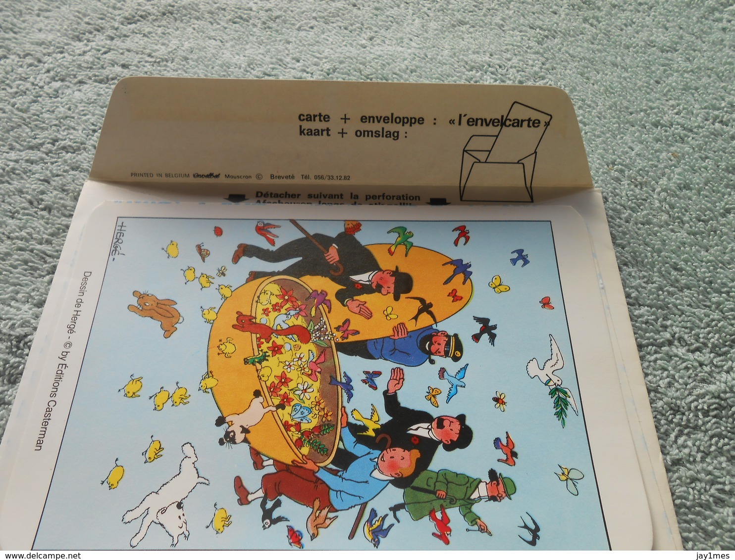 6 Cp Tintin Offert Par La Librairie + Une Enveloppe Et Une Carte - Bandes Dessinées