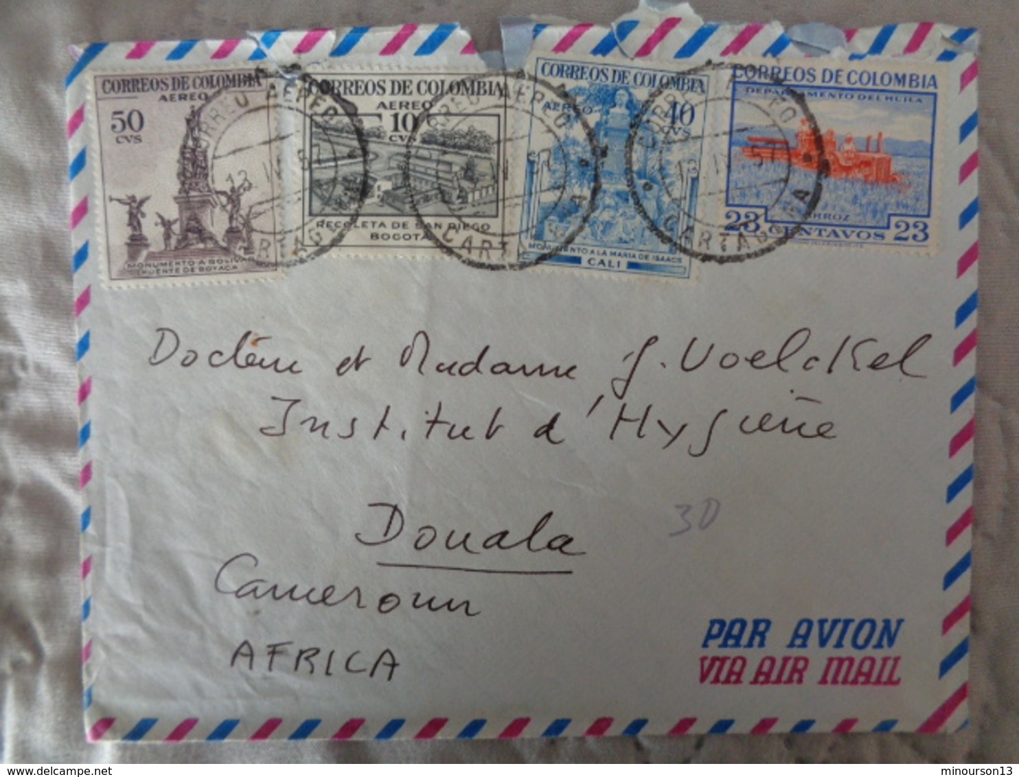 LETTRE DE COLOMBIE DE 1957 AVEC 4 TIMBRES DIFFERENTS - Colombie