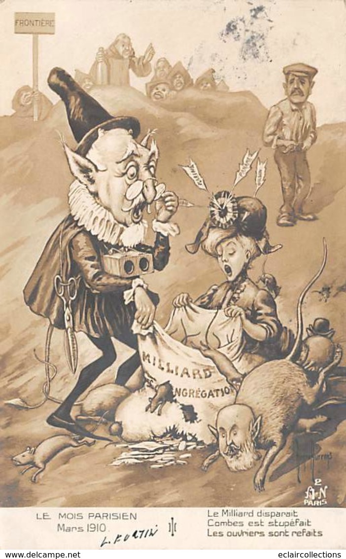 Thème Politique Satirique Illustré Par Henri Hurren : Les Mois Parisiens Mars 1910  Emile Combes (voir Scan) - Satira
