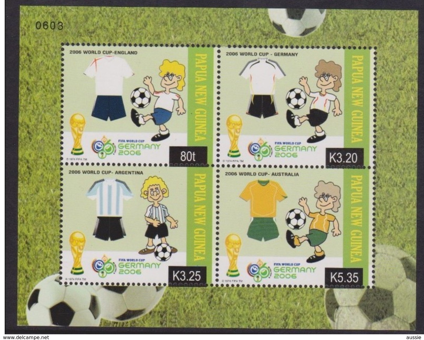 Papouasie Papua New Guinea 2006 Yvert 1091-1094 *** MNH Cote 12,50 Euro Sport Football Soccer Germany - Papouasie-Nouvelle-Guinée