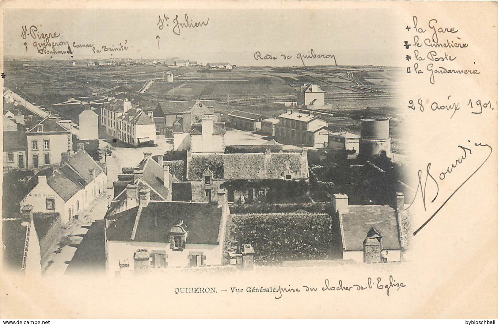 CPA 56 Morbihan Quiberon Vue Générale (prise Du Clocher De L'Eglise, Annotée Par L'expéditeur,originale) Précurseur 1901 - Quiberon