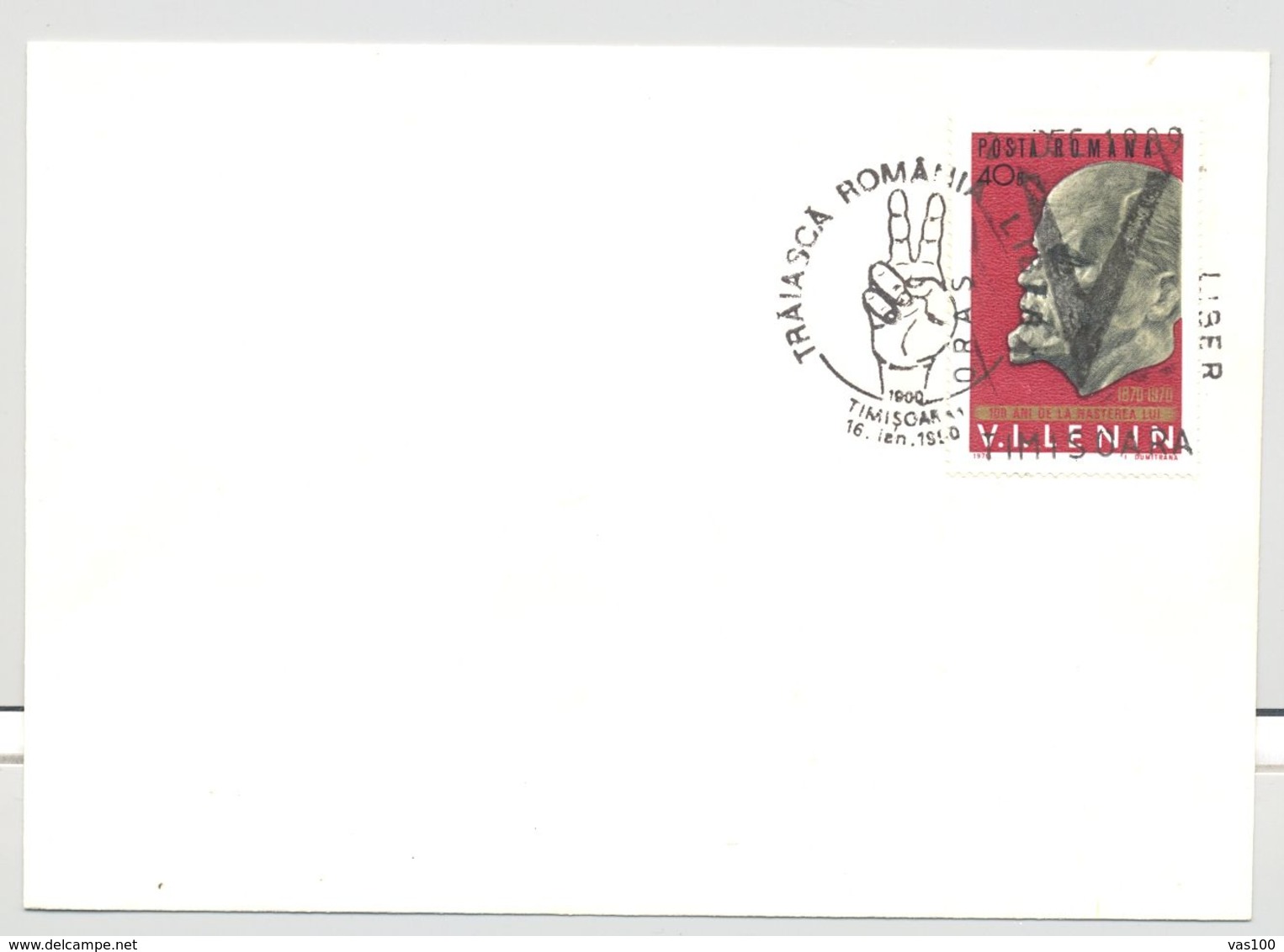 LONG LIVE FREE ROMANIA, 1989 REVOLUTION SPECIAL POSTMARK, LENIN STAMP ON COVER, 1990, ROMANIA - Lettres & Documents