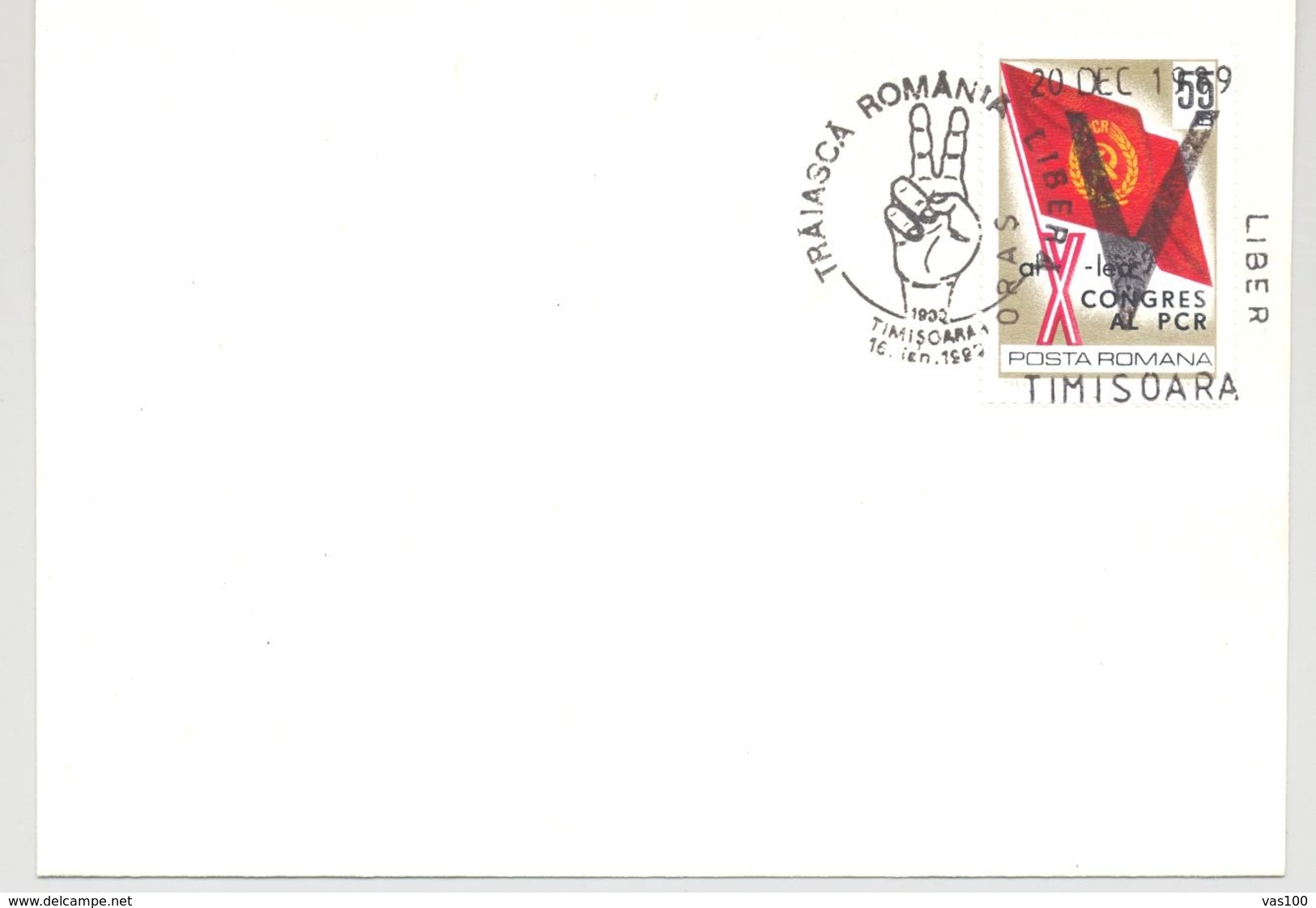 LONG LIVE FREE ROMANIA, 1989 REVOLUTION SPECIAL POSTMARK, FLAG STAMP ON COVER, 1990, ROMANIA - Lettres & Documents