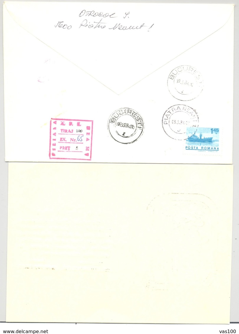 INTERNATIONAL WOMEN'S DAY, MARCH 8, SPECIAL COVER AND POSTCARD, 1984, ROMANIA - Lettres & Documents