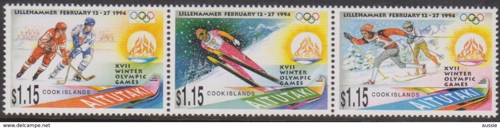 Aitutaki 1994 Yvertn° 535-537 *** MNH Cote 12,00 Euro Sport Jeux Olympiques Lillehammer - Aitutaki