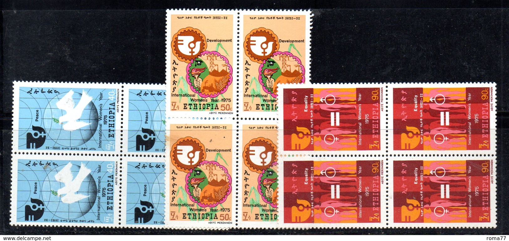 ETP51 - ETIOPIA 1975 , Yvert Serie In Quartina Yvert N 741/743  ***  MNH  DONNA - Etiopía