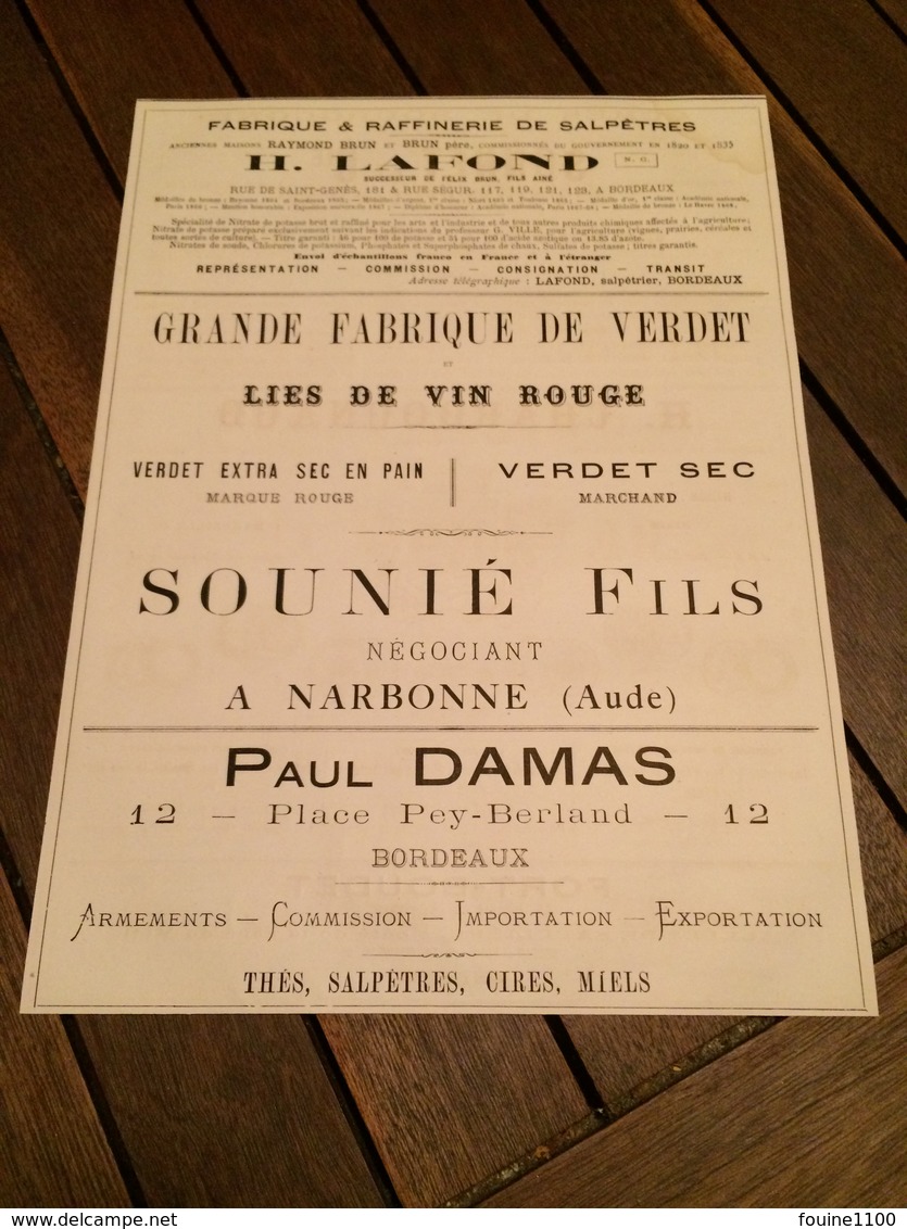 1880 Ocres De Bourgogne SONNET à AUXERRE Sucs De Réglisse CHARDOUNAUD à NIMES Raffinerie De Salpêtres LAFOND à BORDEAUX - 1800 – 1899