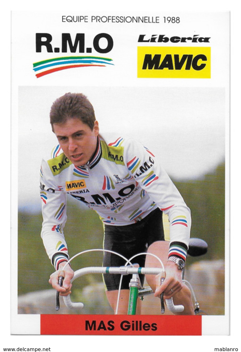 CARTE CYCLISME GILLES MAS TEAM RMO 1988 - Cyclisme