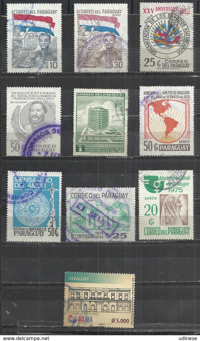 TEN AT A TIME - PARAGUAY - LOT OF 10 DIFFERENT COMMEMORATIVE 11  - USED OBLITERE GESTEMPELT USADO - Paraguay