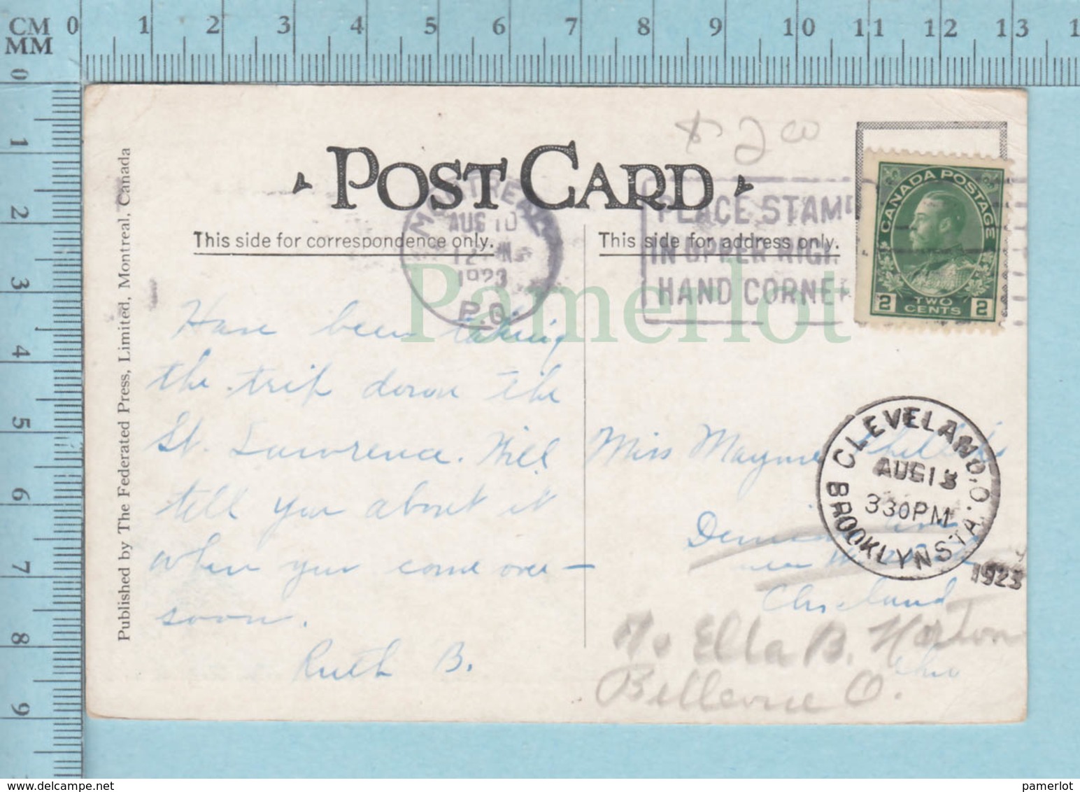 CPA - Murray Bay Quebec - ,Fraser Fall Near Murray Bay,  Lower St. Laurence River , Cover Montreal 1923 With Stamp - Autres & Non Classés