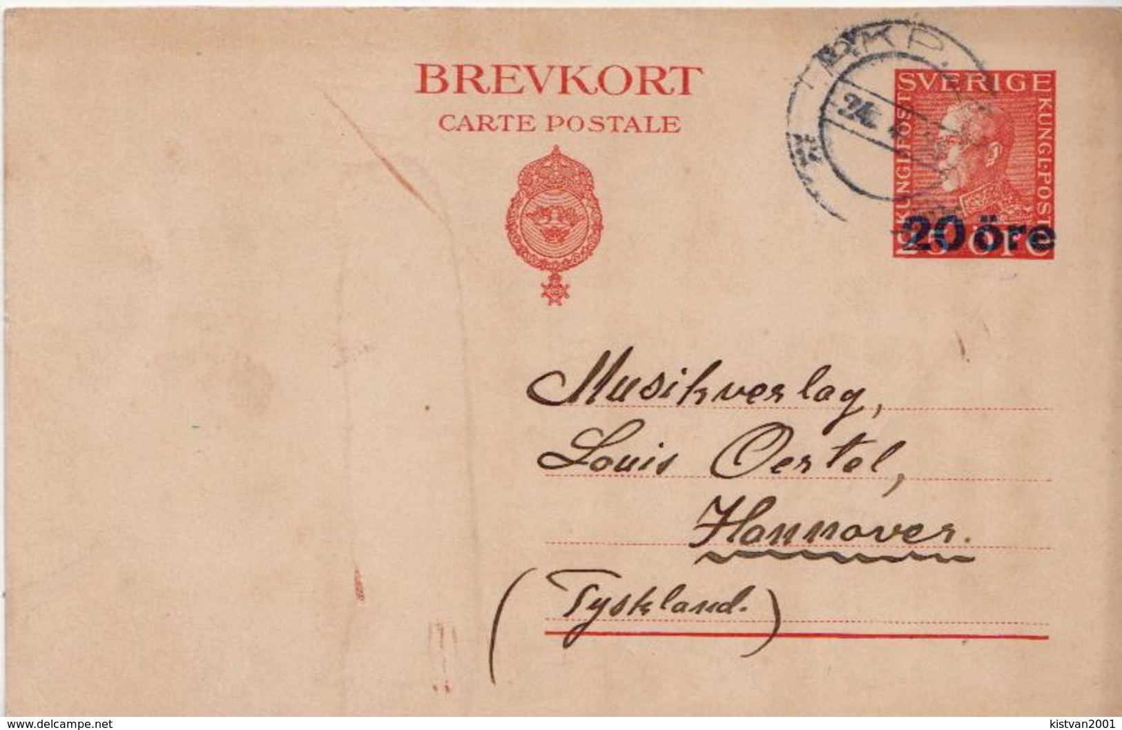 Postal History: Sweden Postal Stationery Card With Revalued Stamp - Covers & Documents