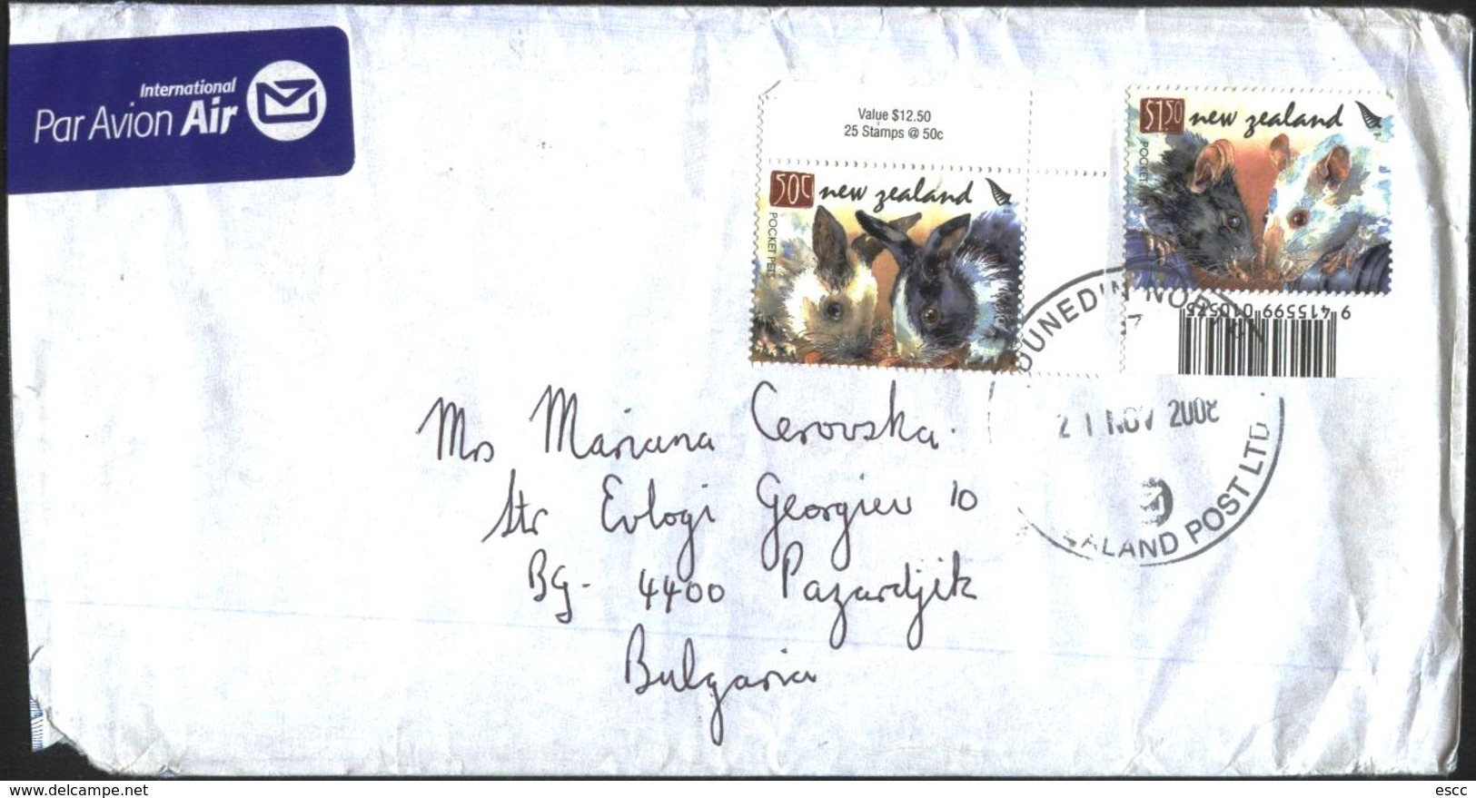 Mailed Cover (letter) With Stamps Fauna Pocket Pets 2008 From New Zealand - Cartas & Documentos