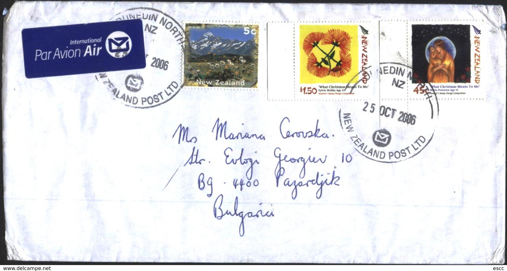 Mailed Cover (letter) With Stamps Christmas  2006 From New Zealand - Lettres & Documents