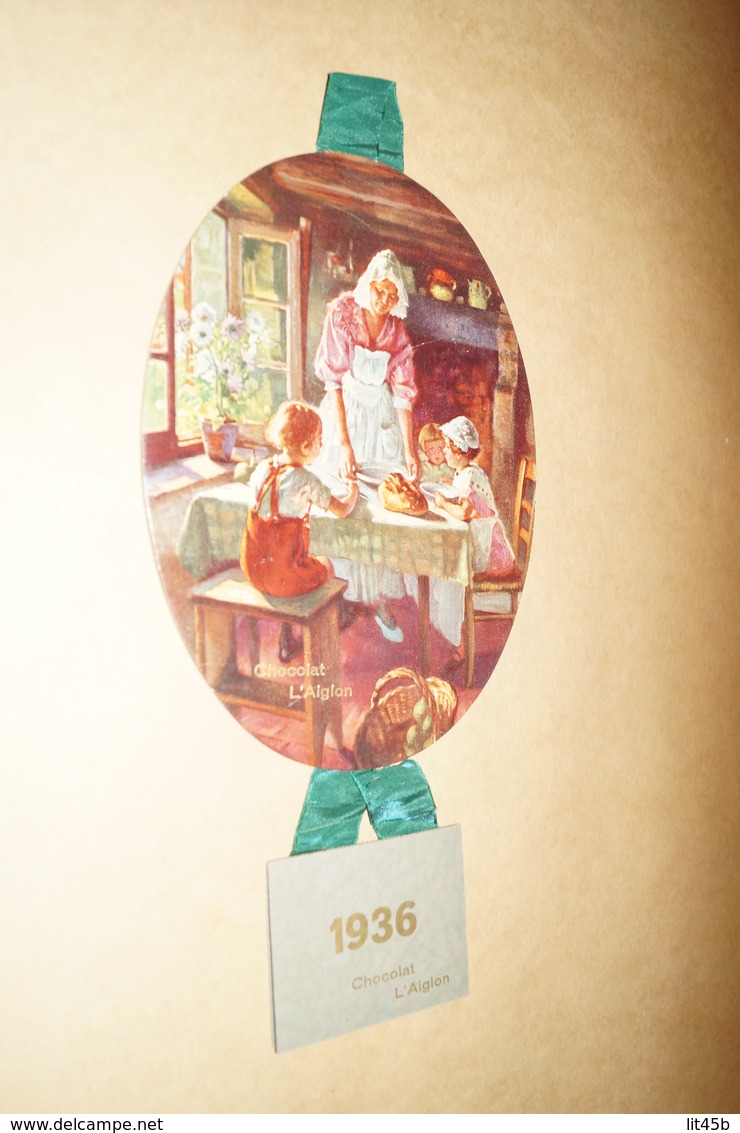 Chocolat L'Aiglon,RARE Très Bel état,calendrier Originale 1936,hauteur Complet 35 Cm - Chocolate
