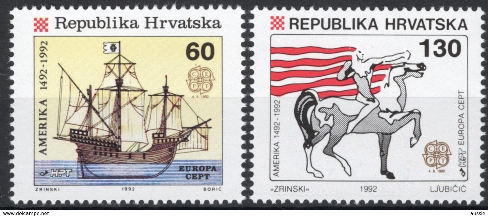 Cept  Europa 1992 Croatie Kroatie Hrvatska Yvertn° 171-172 *** MNH Cote 3,50 Euro - 1992