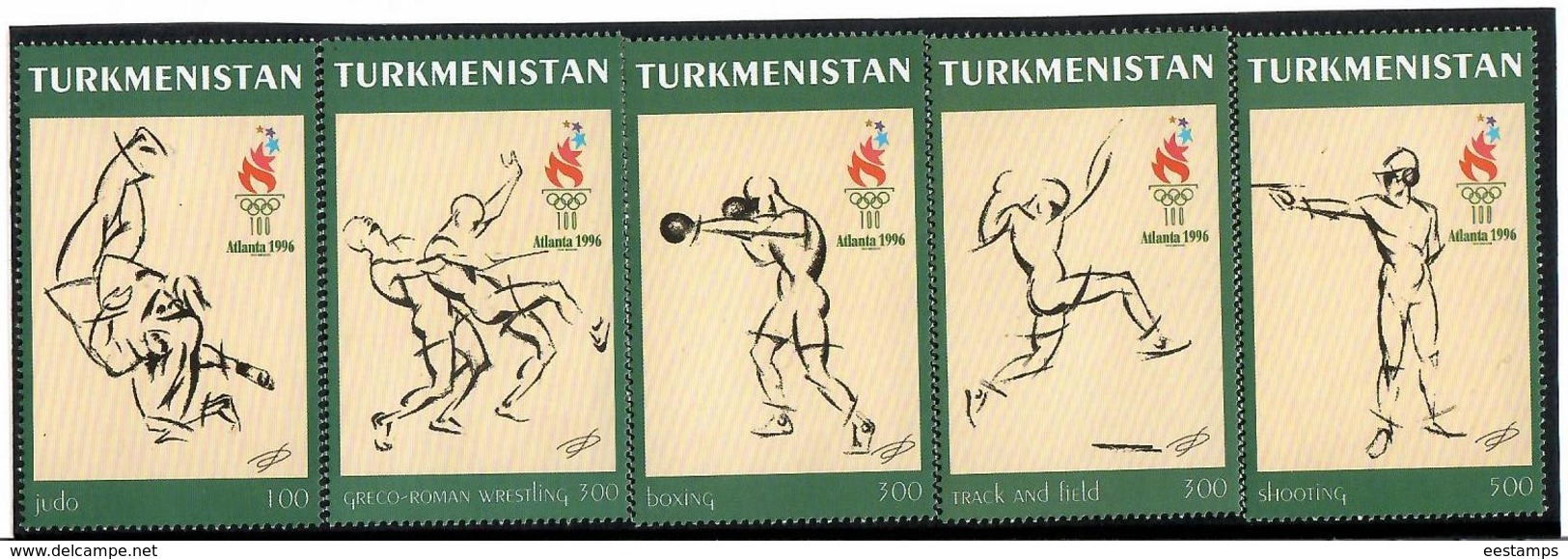 Turkmenistan.1996 SOGames Atlanta '96. 5v: 100, 300x3, 500  Michel # 60-64 - Turkménistan