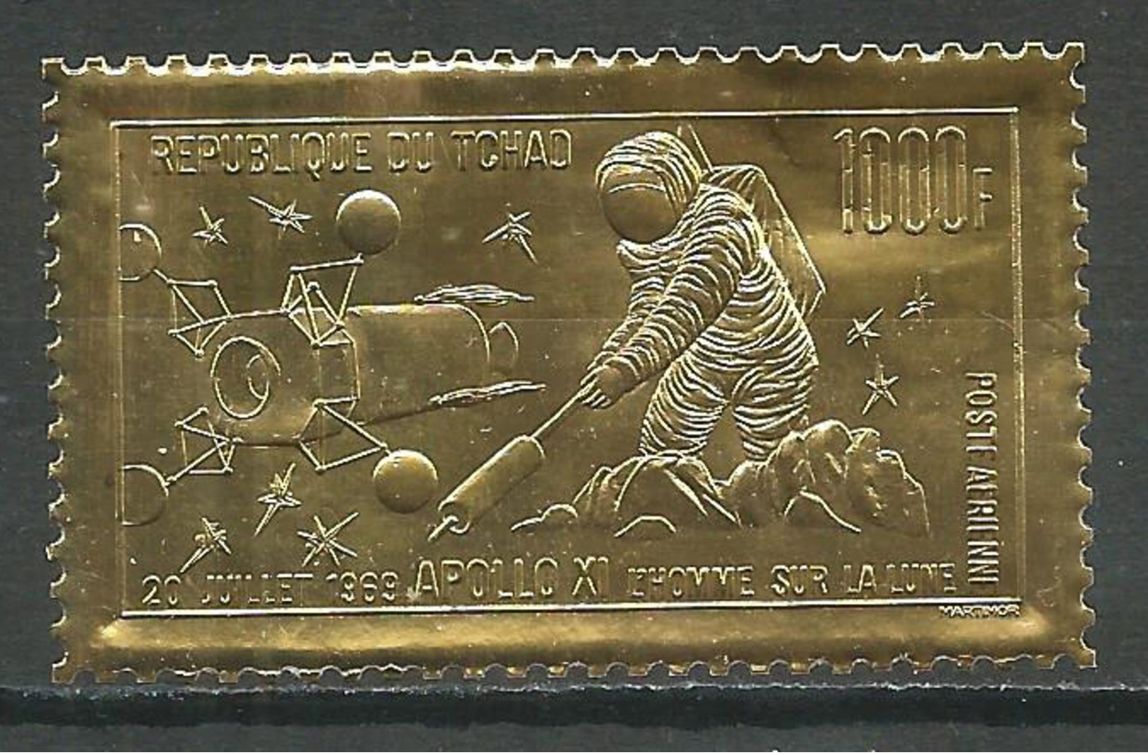 Tchad Poste Aérienne YT N°64 L'homme Sur La Lune Apollo XI (timbre Or) Neuf ** - Tchad (1960-...)