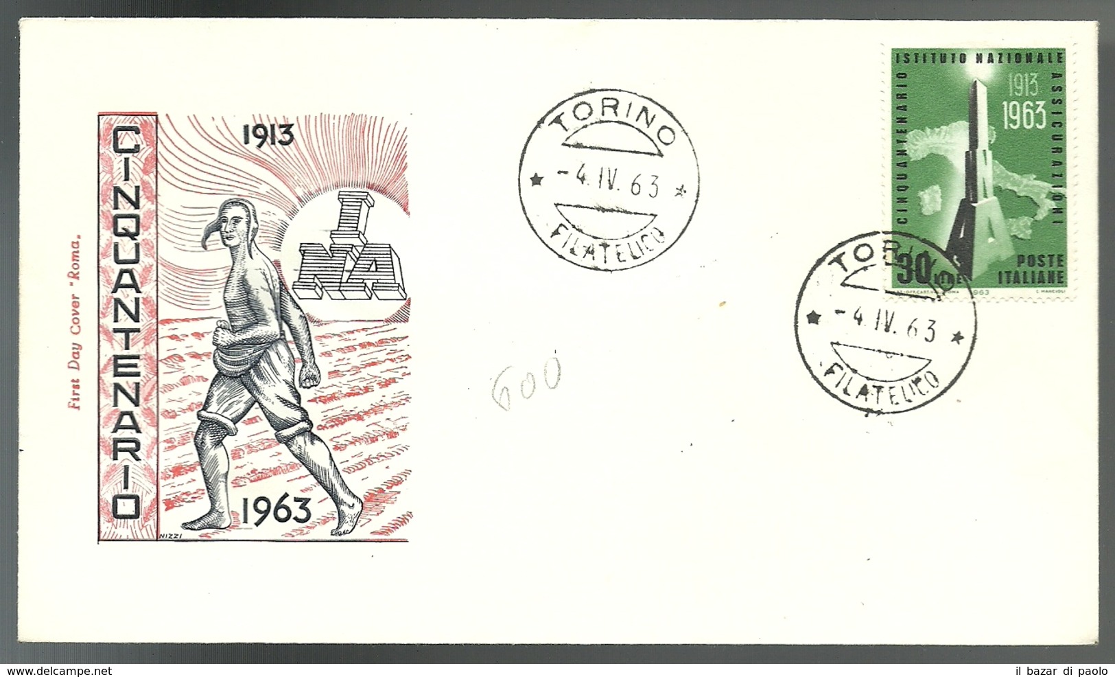 REF 50 - FDC ROMA - CINQUANTENARIO DELL' ISTITUTO NAZIONALE ASSICURAZIONI - 4.4.1963 - FDC