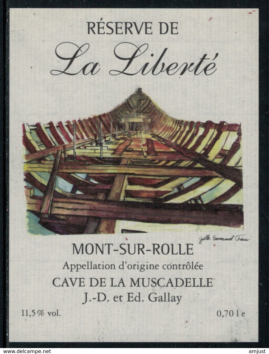 Rare // Etiquette De Vin // Bateau à Voile  // Mont-sur-Rolle, La Liberté - Segelboote & -schiffe