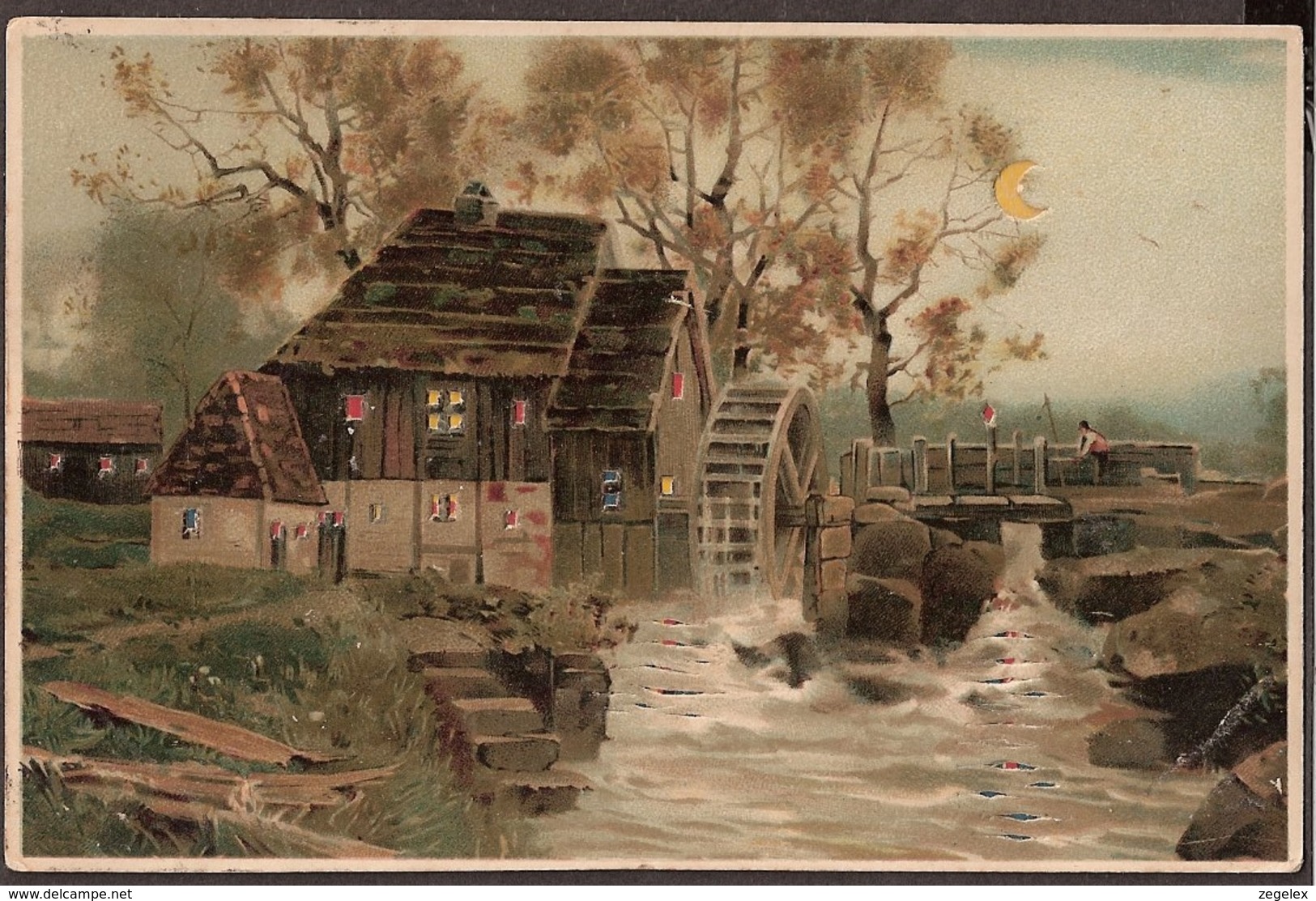 Carte Lumineuse - Hold To Light - 1906 - Moulin A L'eau, Wassermühle, Watermolen, Water Mill - Contre La Lumière