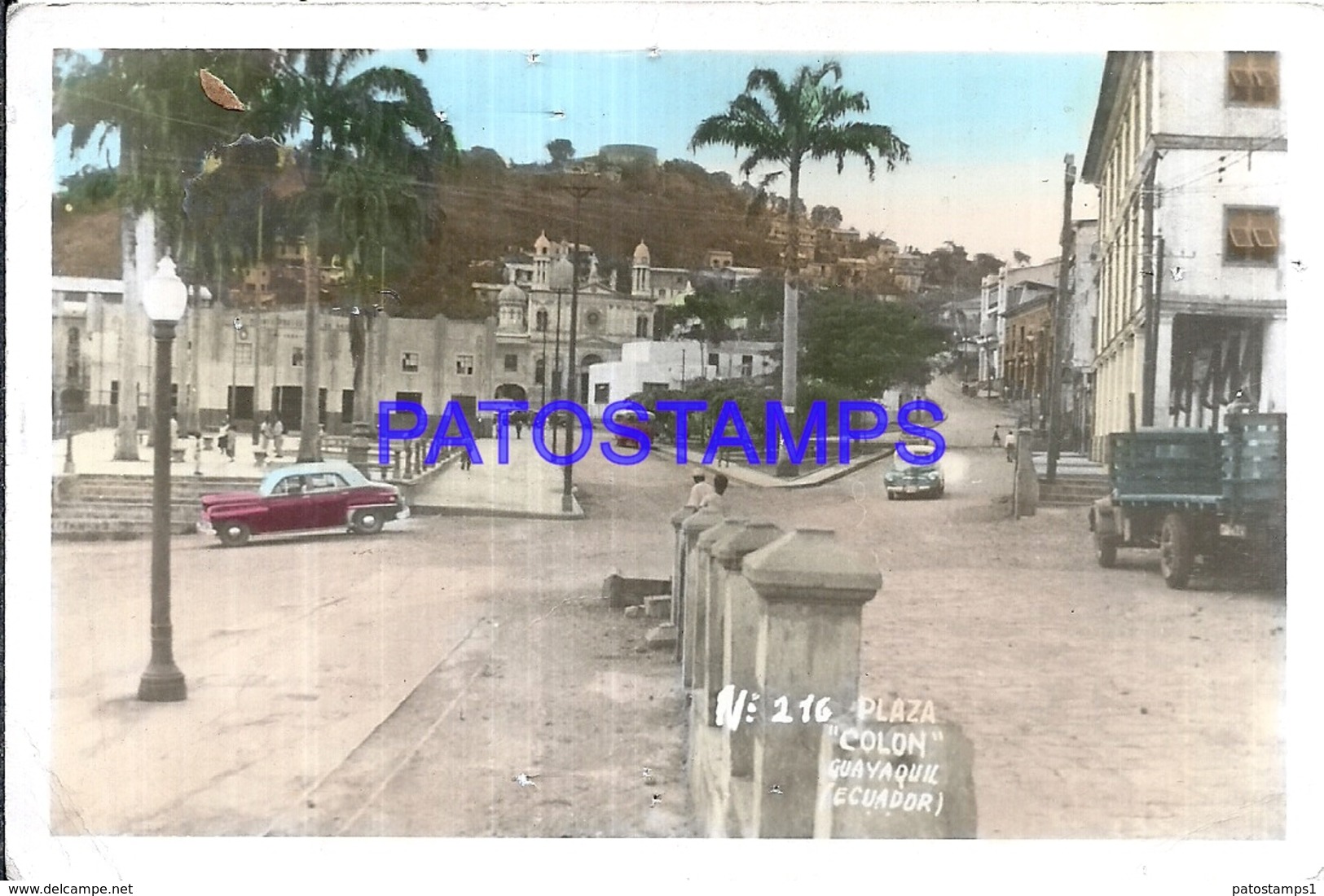 104840 EQUATOR GUAYAQUIL SQUARE PLAZA COLON PERFORATION POSTAL POSTCARD - Ecuador