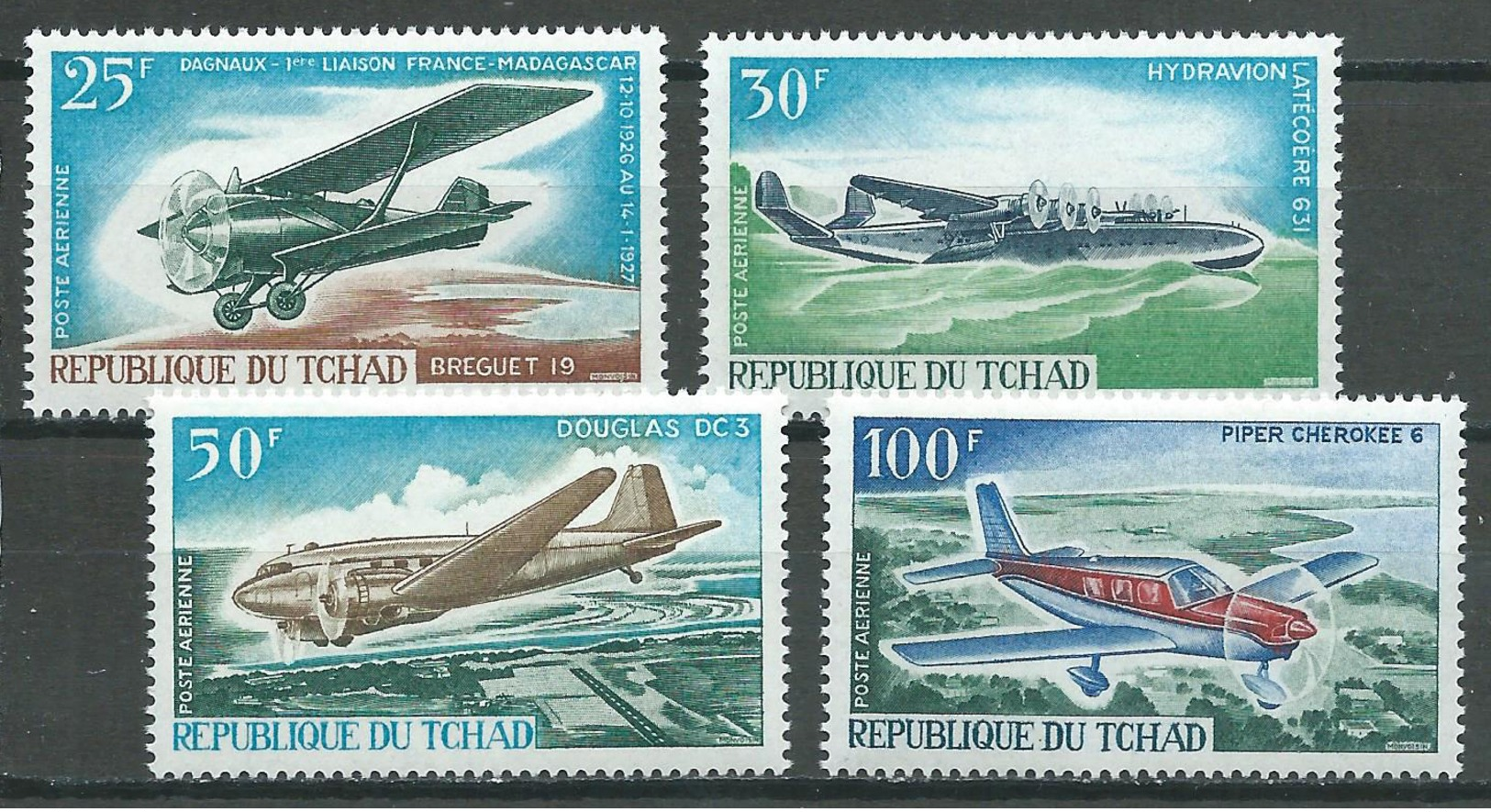 Tchad Poste Aérienne YT N°37/40 Compagnie Air Tchad Neuf ** - Tchad (1960-...)