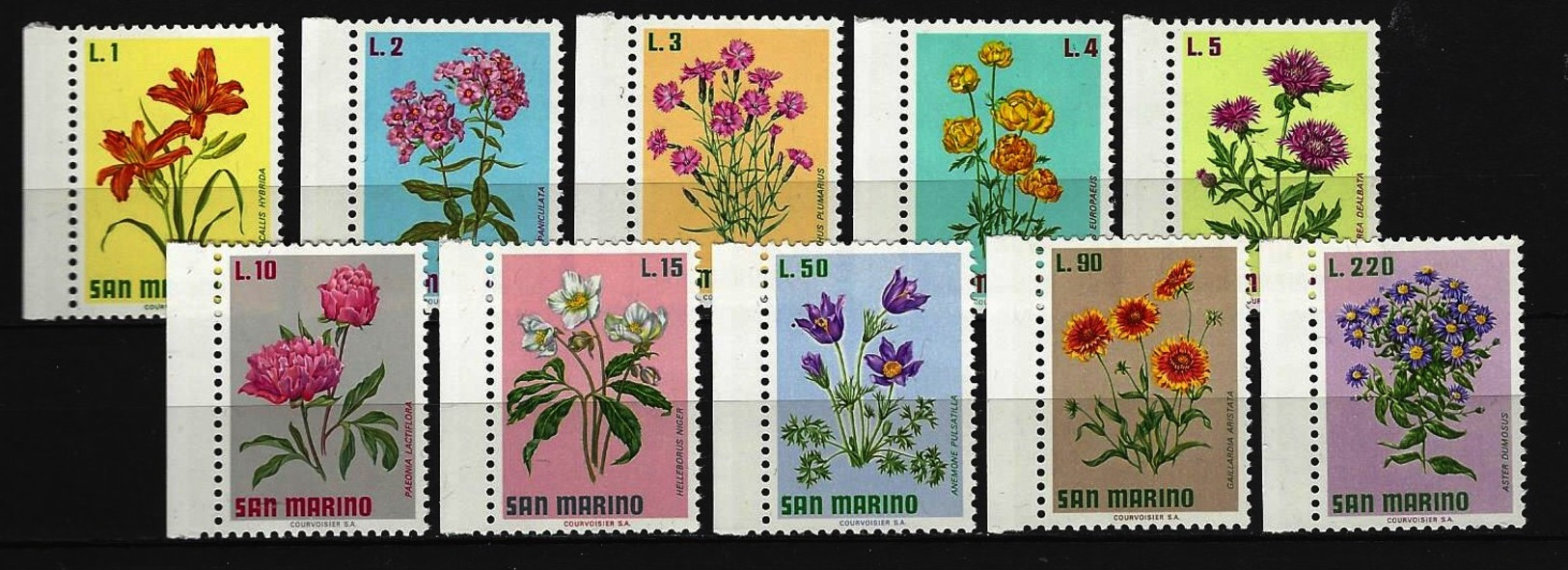 SAN MARINO Mi-Nr. 984 - 993 Blumen Postfrisch - Neufs