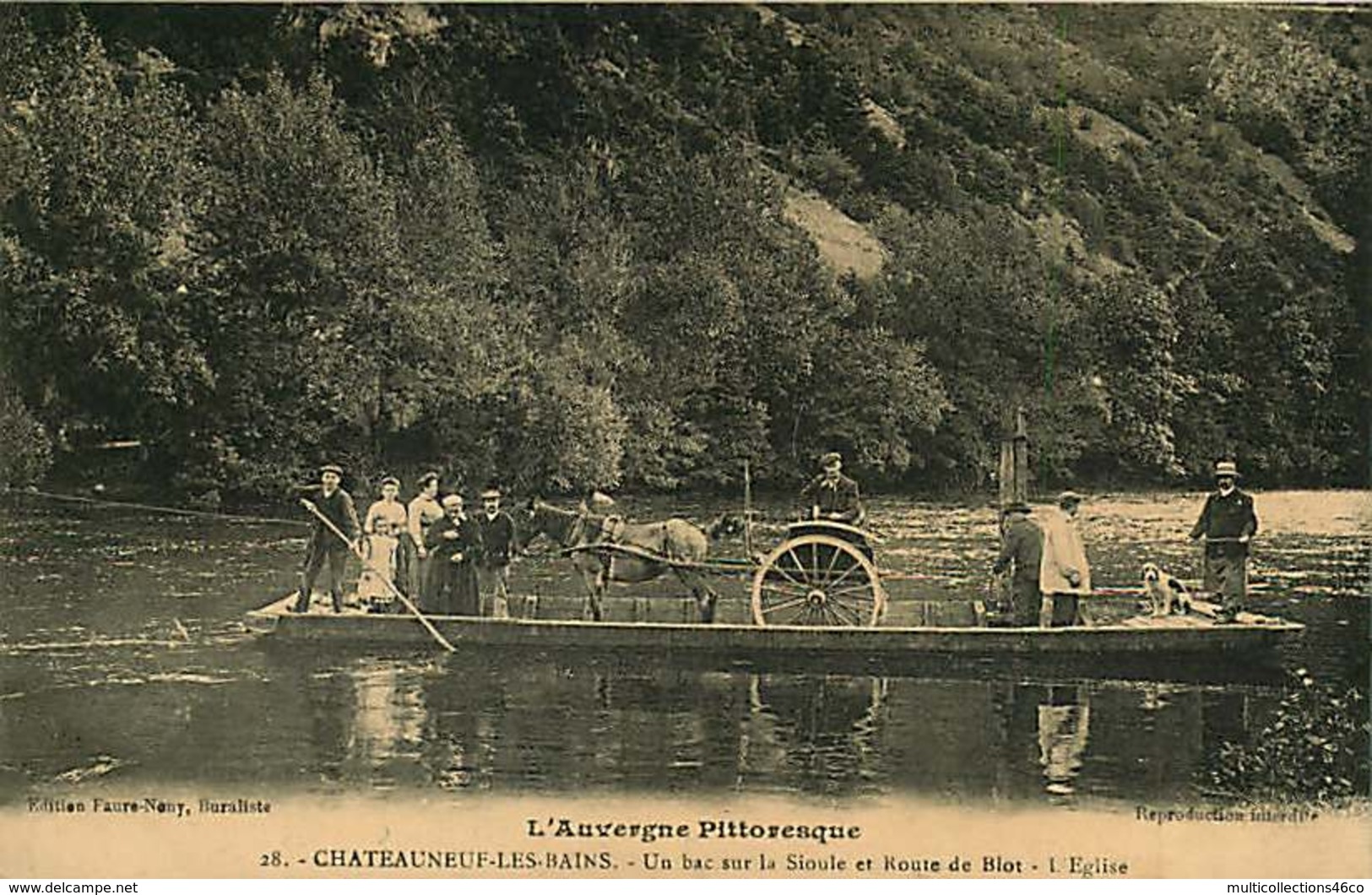 121218 - 63 CHATEAUNEUF LES BAINS Un Bac Sur La Sioule Et Route De Blot - Attelage Cheval AUVERGNE PITTORESQUE - Autres & Non Classés