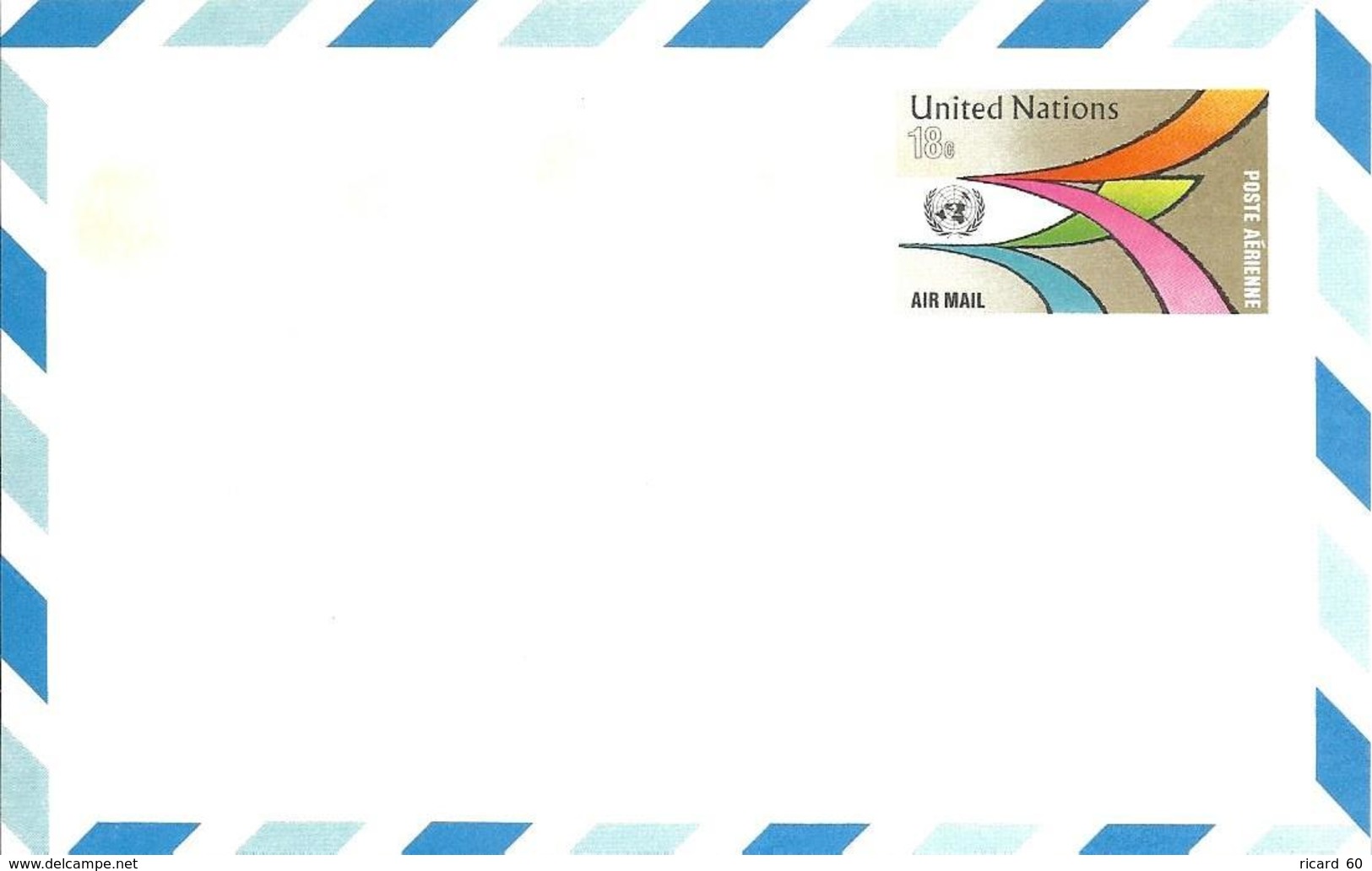 Onu, United Nations, Nations Unies,new York, Entier Postal 1975, Carte Postale Neuve, Poste Aérienne 18 C , Air Mail - Lettres & Documents