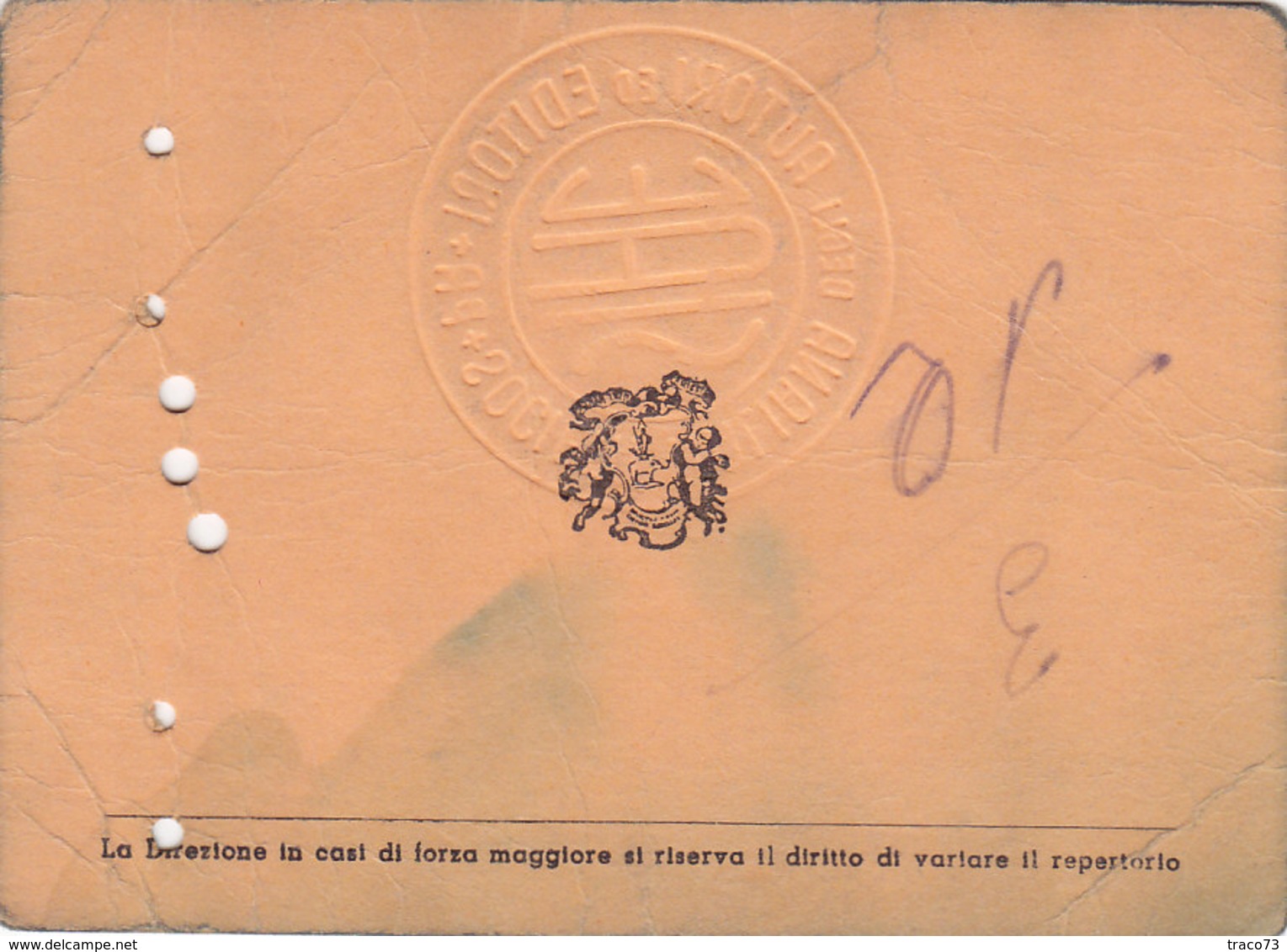 PALERMO /  Biglietto D'ingresso - TEATRO BIONDO _  Stagione 1974-75 - Biglietti D'ingresso