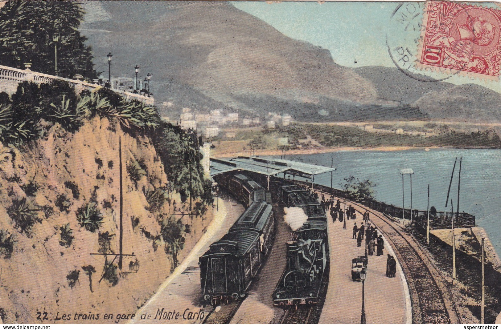 MONTE CARLO. LES TRAINS EN GARE DE MONTE CARLO. CIRCULEE 1907 A ARGENTINE- BLEUP - Monte-Carlo