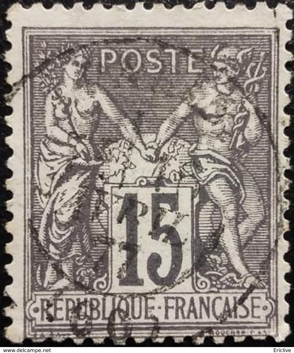 FRANCE Y&T N°77 Sage 15c Gris Oblitéré - 1876-1898 Sage (Type II)