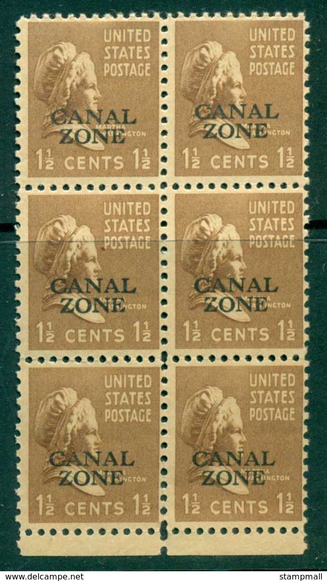 Canal Zone 1939 1 1/2c Prexie Opt Block 6 MUH (lot23298) - Canal Zone