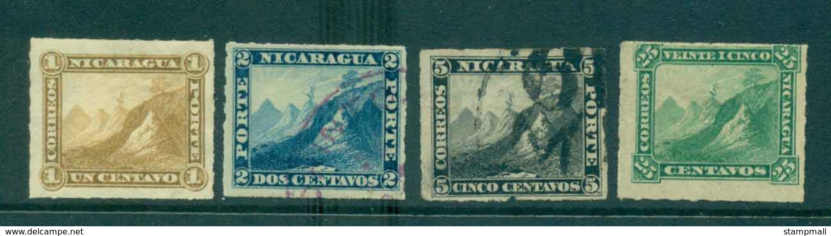 Nicaragua 1878-80 1,2,5,25c Mountain Peak MNG/FU Lot43152 - Nicaragua
