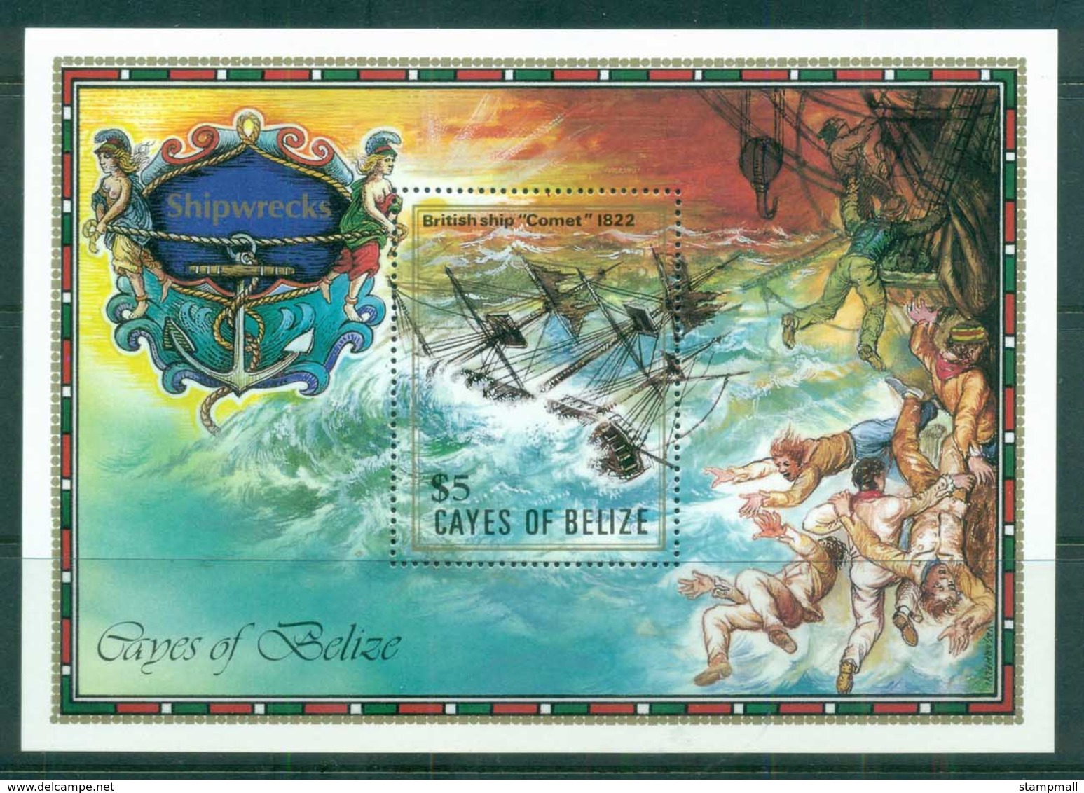 Cayes Of Belize 1985 Shipwrecks MS MUH - Belize (1973-...)