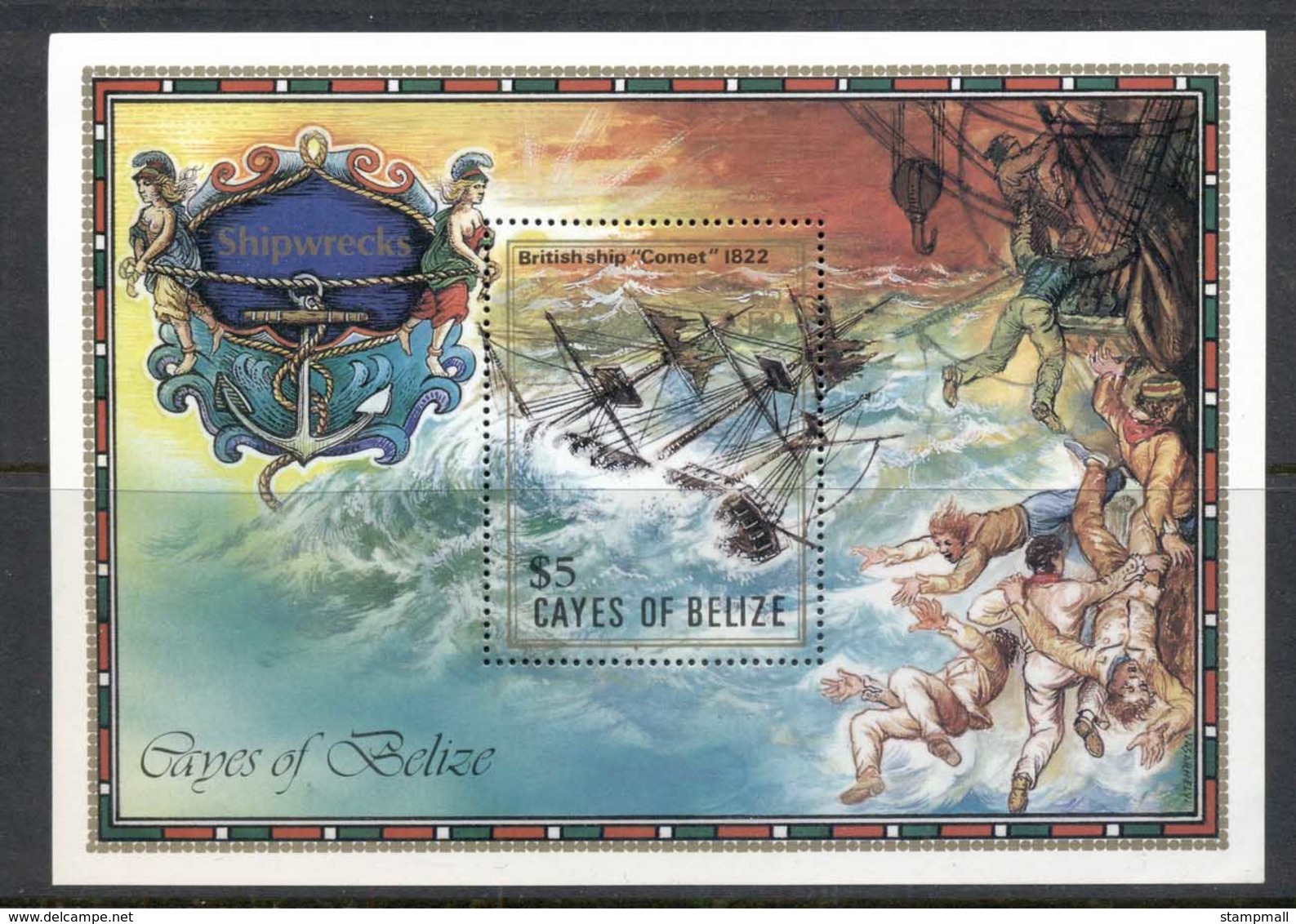 Cayes Of Belize 1985 Shipwrecks MS MUH - Belize (1973-...)