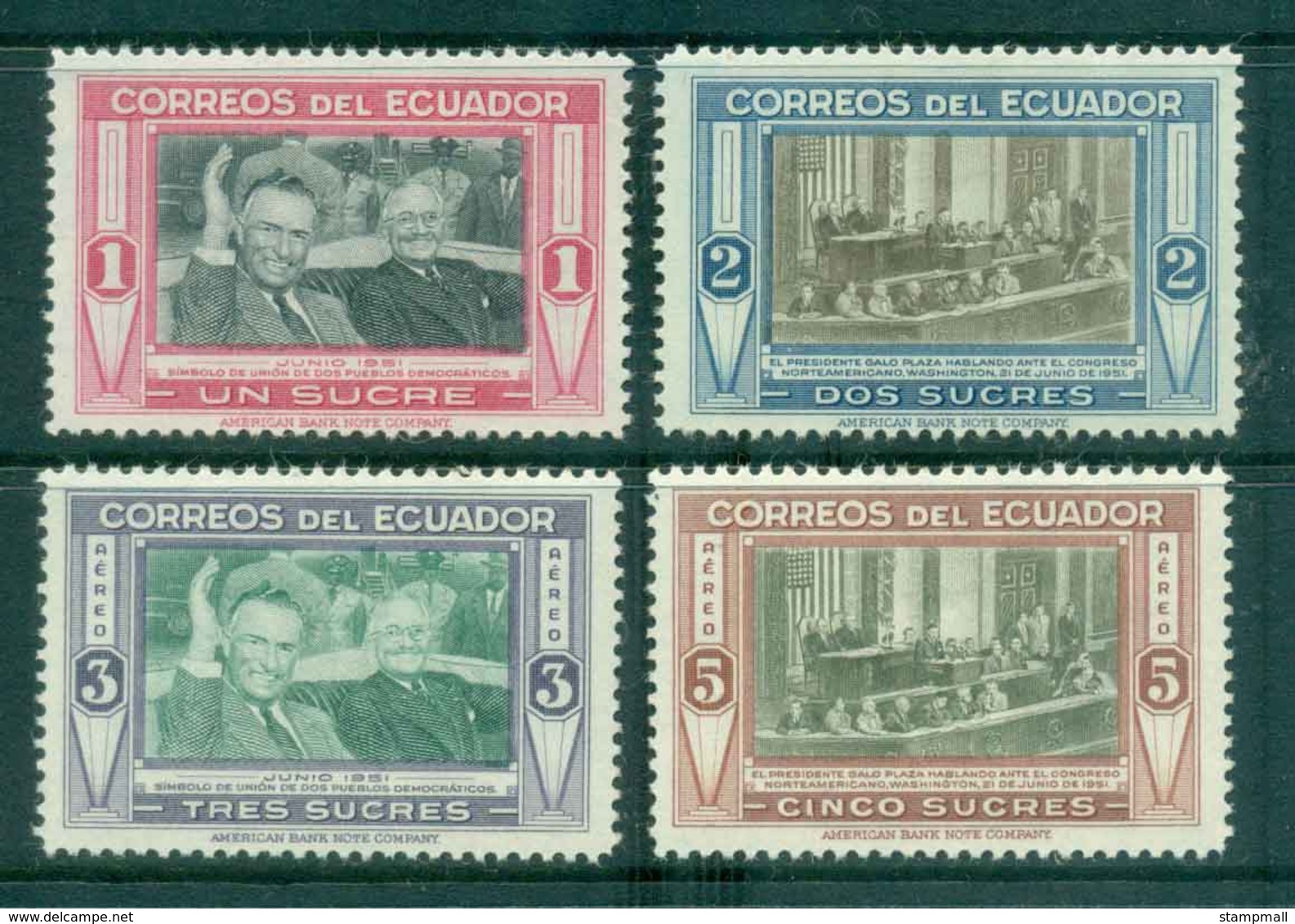 Ecuador 1952 Pres. Galo Plaza & Harry Truman MLH Lot46687 - Ecuador