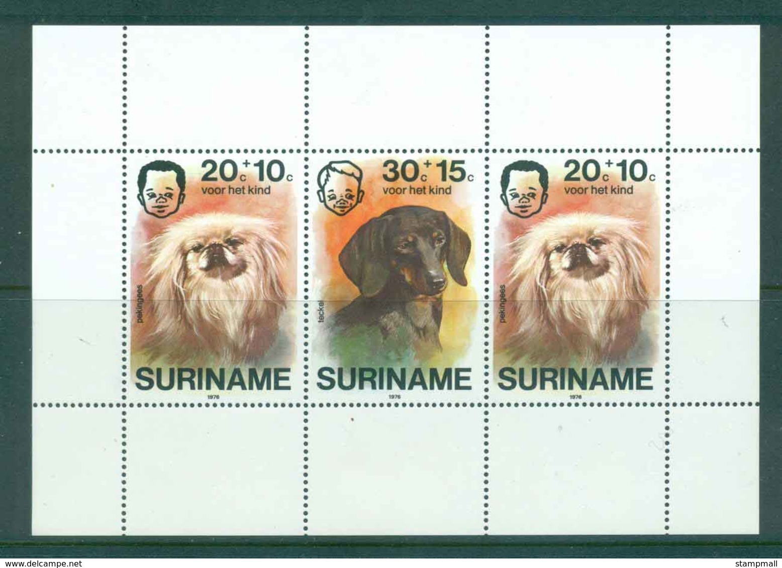 Surinam 1976 Child Welfare, Dogs MS MUH Lot47256 - Surinam