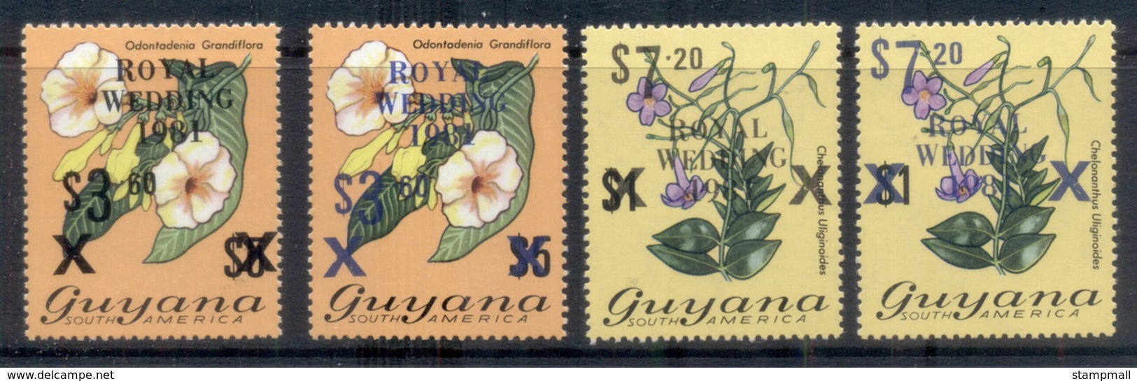 Guyana 1981 Royal Wedding Charles & Diana Blue & Black Opts FU - Guyana (1966-...)