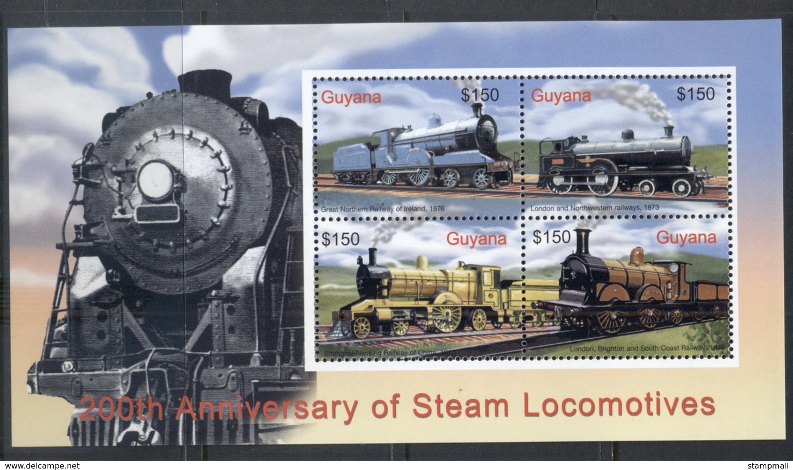 Guyana 2004 200th Anniversary Of Steam Locomotives MS MUH - Guyana (1966-...)