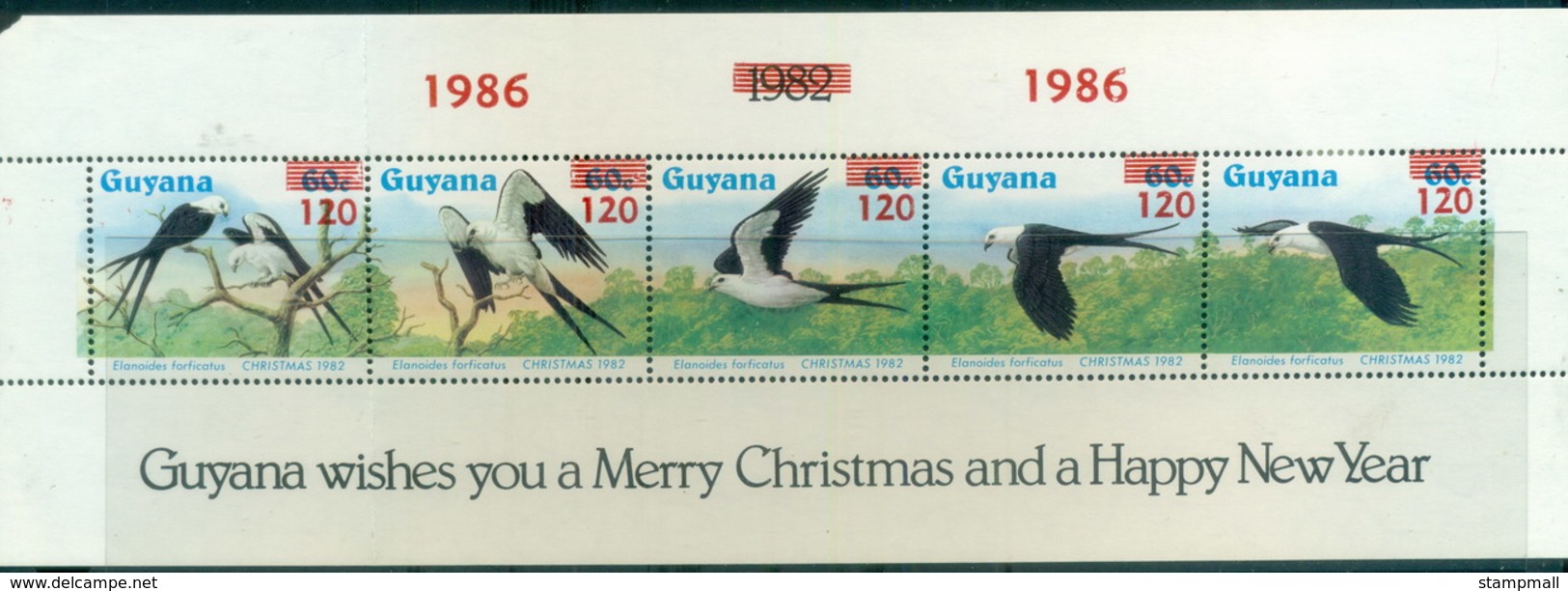 Guyana 1986 Xmas Birds, (folded, Short TLC) MS MUH - Guyana (1966-...)