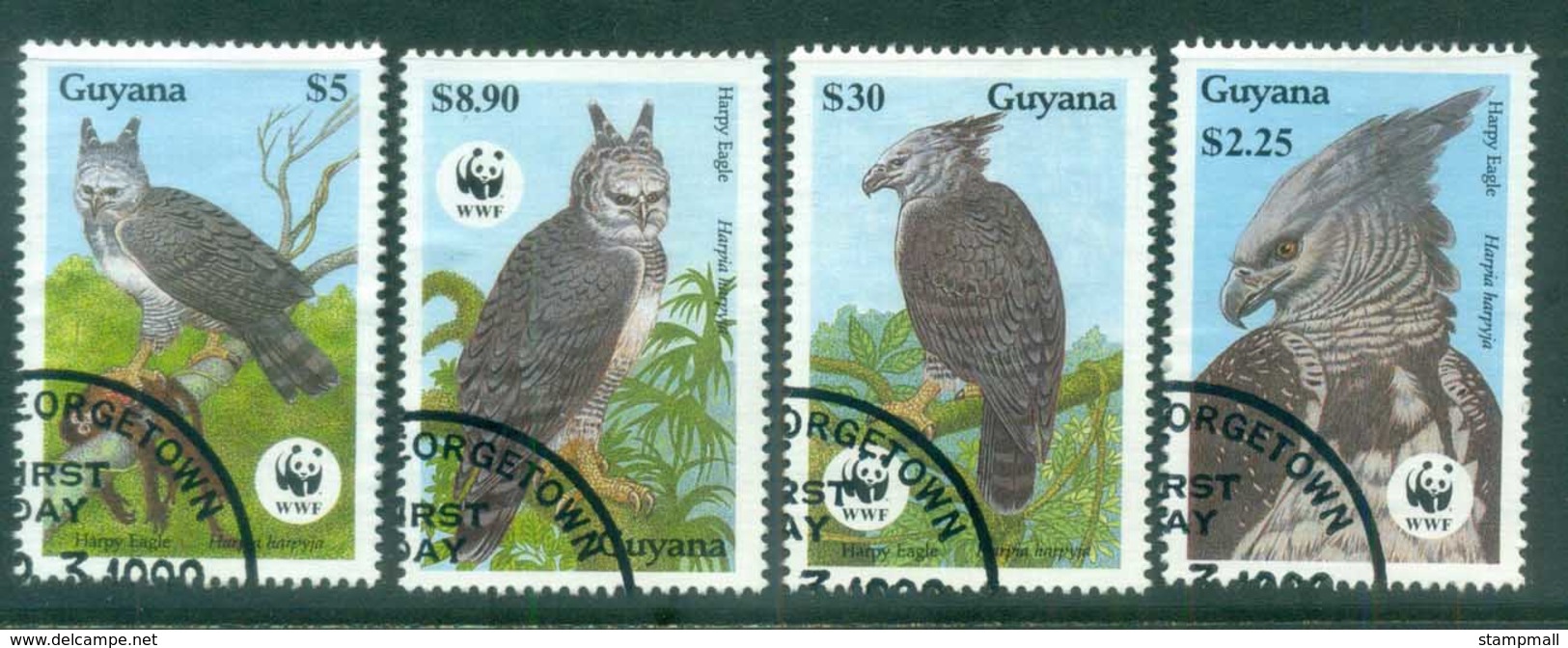 Guyana 1990 WWF Harpy Eagle FU Lot81605 - Guyana (1966-...)