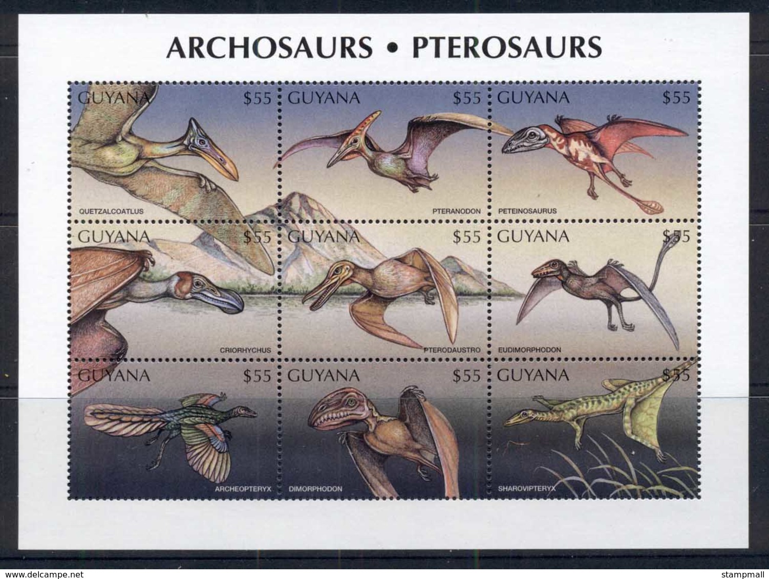 Guyana 1998 Prehistoric Animals, Dinosaurs Sheetlet MUH - Guyana (1966-...)