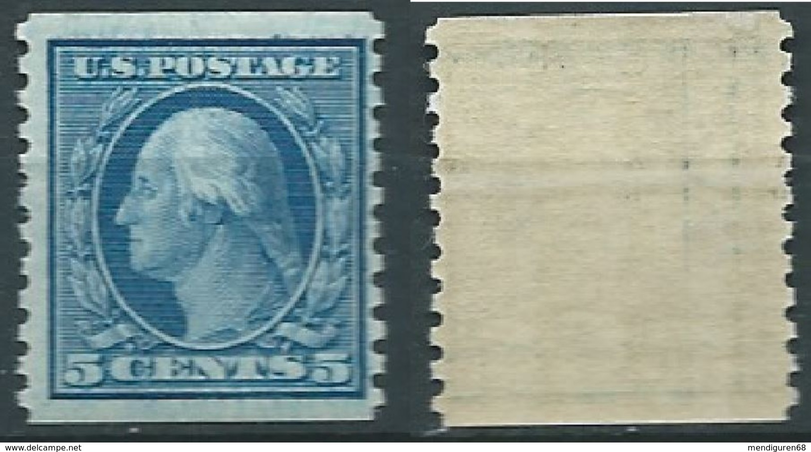 VERINIGTE STAATEN ETATS USA 1916-22 WASHINGTON BLUE 5C ROTARY PRESS P.10 VERT MNH SC 496 YV  MI 227 M SG 503 - Unused Stamps