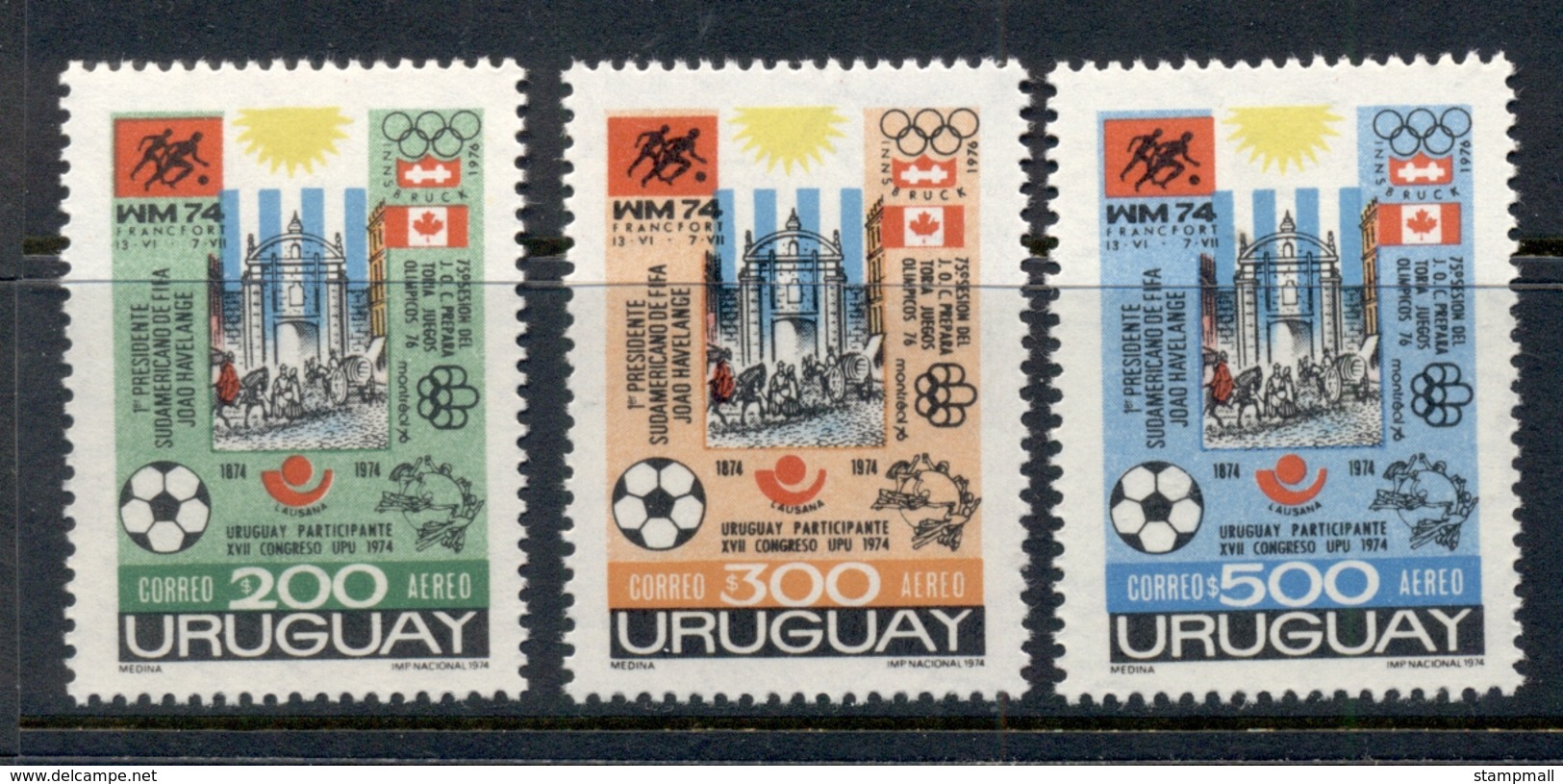 Uruguay 1974 Soccer Olympics & UPU MUH - Uruguay