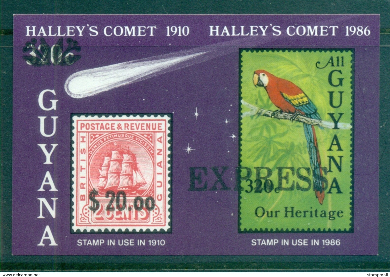 Guyana 1986 Halley's Comet Opt EXPRESS IMPERF Pr MS MUH - Guyana (1966-...)