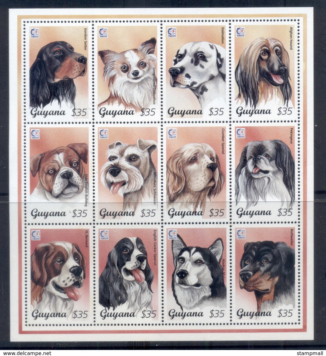 Guyana 1995, Dogs, Singapore '95 Stamp Ex MS MUH - Guyana (1966-...)